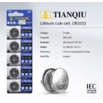 ⁦Tianqiu CR2032 3V Lithium Coin Cell Batteries (5 Batteries)⁩ - الصورة ⁦2⁩