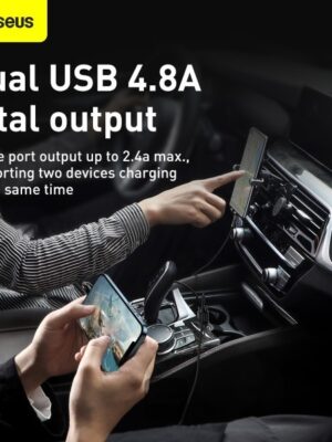 Baseus Grain Pro Car Charger (Dual USB 4.8A ) Black - Image 3