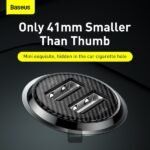 ⁦Baseus Grain Pro Car Charger (Dual USB 4.8A ) Black⁩ - الصورة ⁦2⁩