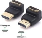 ⁦VCE HDMI 90 and 270 Degree Adapter 2-Pack, Right Angle HDMI Male to Female L Adapter Connector 3D&4K Supported⁩ - الصورة ⁦3⁩