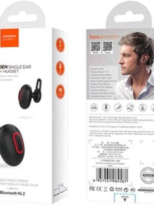 Hoco E28 Cool Road Wireless Headset with Mic - Black and Red - Image 4