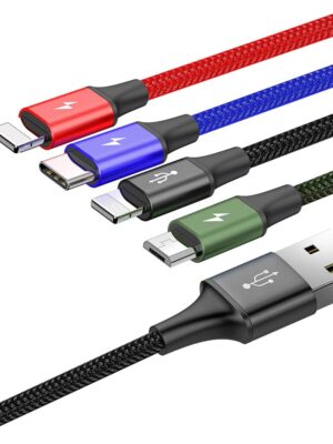 Baseus Fast 4-In-1 Type-C, Micro Usb 3.5A 1.2M Cable For Iphone(2)+ Smartphone - Image 3