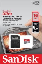 ⁦SanDisk ULTRA Micro SDHC Card 16GB 80MB/s Class 10 UHS-I + adapter⁩ - الصورة ⁦2⁩