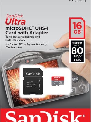 SanDisk ULTRA Micro SDHC Card 16GB 80MB/s Class 10 UHS-I + adapter - Image 2
