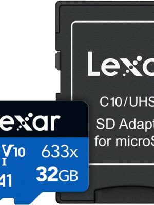 Lexar High-Performance 633x 32GB microSDHC UHS-I Card w/ SD Adapter, Up To 100MB/s Read, for Smartphones, Tablets, and Action Cameras (LSDMI32GBBNL633A) - Image 1