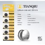 ⁦Tianqiu CR1616 3V Lithium Coin Cell Batteries (5 Batteries)⁩ - الصورة ⁦2⁩