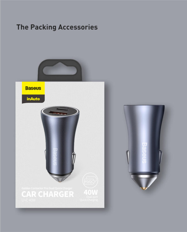 Baseus Golden Contactor Pro Dual Quick Charger Car Charger U+C 40W