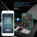 ⁦F2 car mp3 player bluetooth fm transmitter 5.0 mobile phone charging 12V/24V⁩ - الصورة ⁦3⁩