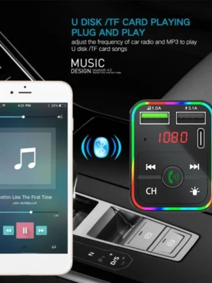 F2 car mp3 player bluetooth fm transmitter 5.0 mobile phone charging 12V/24V - Image 3