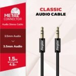 ⁦Audio Jack/Jack Adapter – Universal Stereo Cable for Audio Equipment – Black C130JIBK⁩ - الصورة ⁦7⁩
