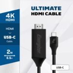 C112HKBK HDMI to USB-C Cable, 2 Meters – Black and Silver - Image 2