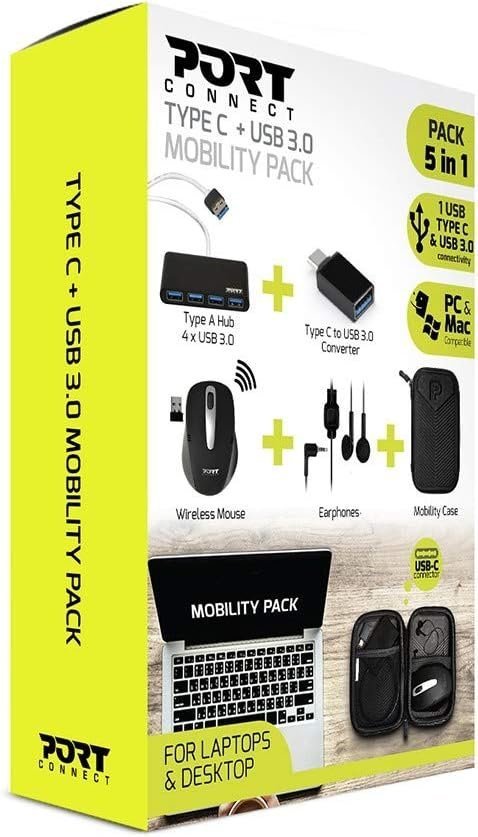 61cEVZqB5OL._AC_SL1378_.jpg Port Designs 501836 Type C + USB 3.0 Mobility Pack Black - Image 1