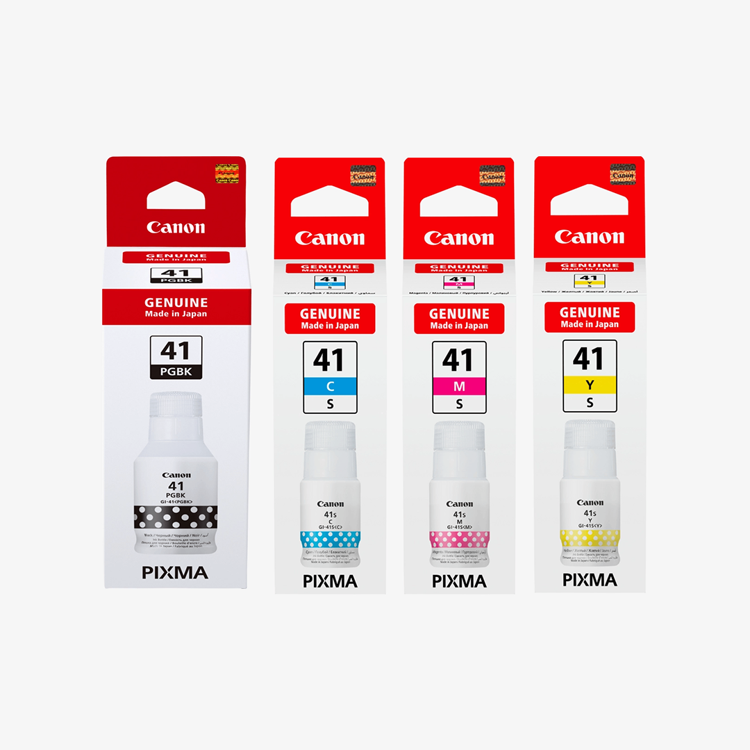 CANON-41 Canon GI-41 and GI-41S Ink Bottles – Black, Cyan, Magenta, Yellow - Image 1
