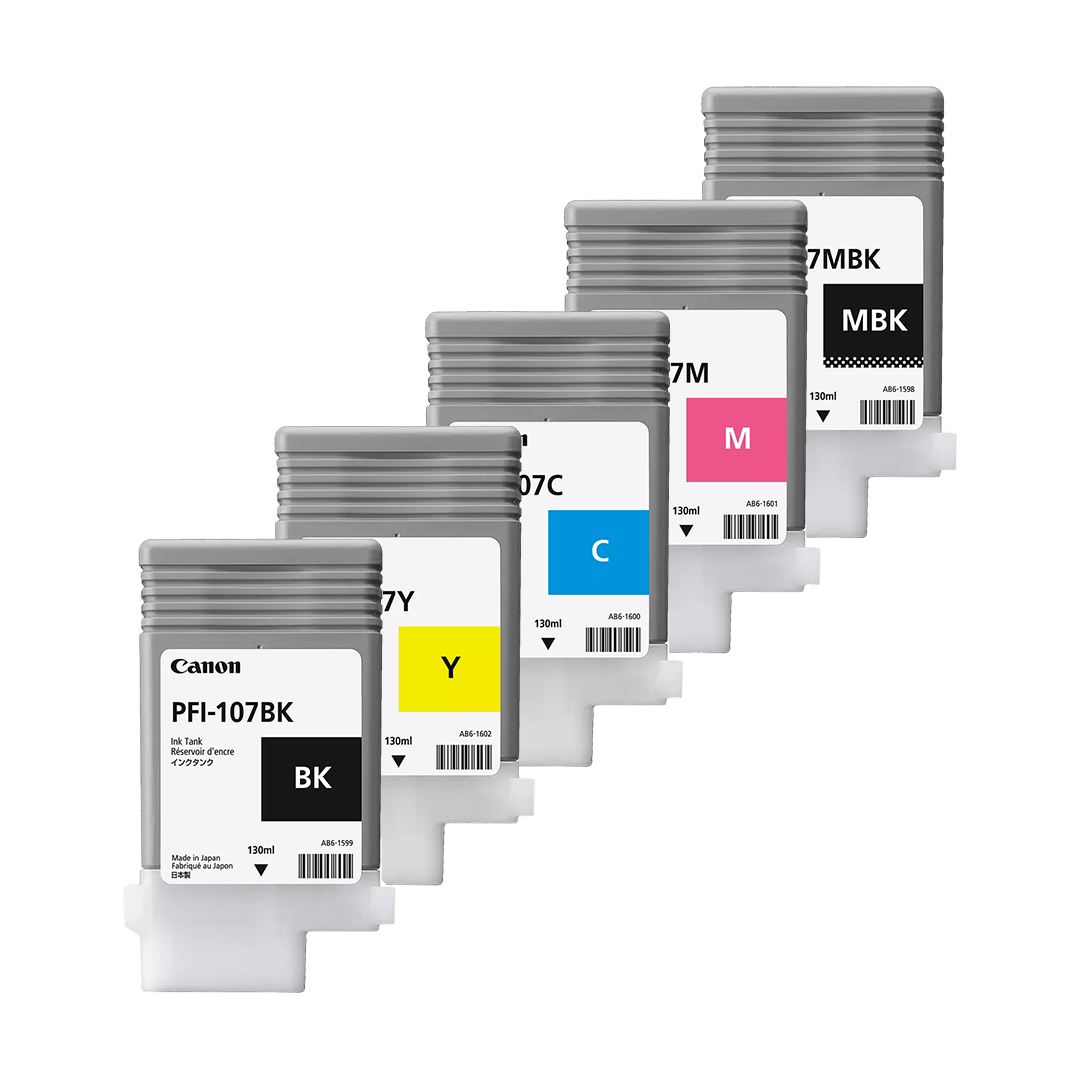 Canon-Ink-Tank-PFI-107-MBK-BK-C-Y-M-Ink-Cartridges Canon Ink Tank PFI-107 MBK|BK|C|Y|M Ink Cartridges - Image 1