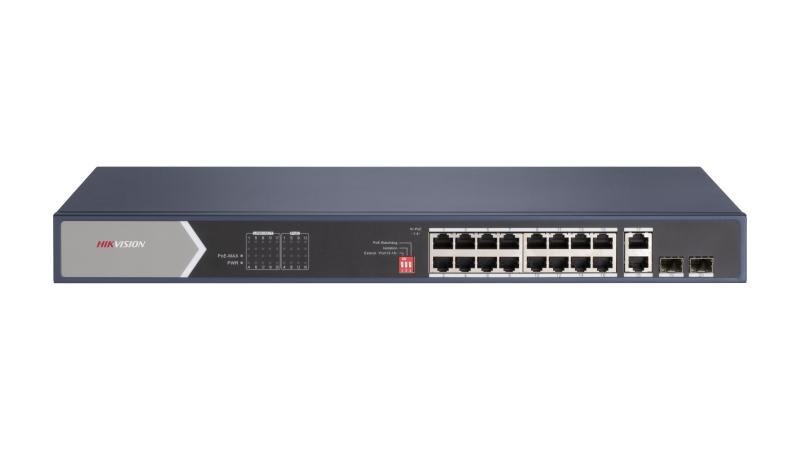DS-3E0520HP-E.jpg Hikvision DS-3E0520HP-E - 16-Port Gigabit Unmanaged Hi-PoE Switch - الصورة 1