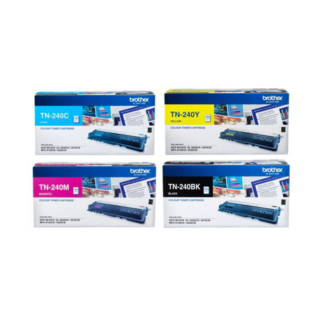 TN-240 Brother TN240BK, TN240C, TN240M, TN240Y Toner Cartridges – Black, Cyan, Magenta, Yellow - Image 1