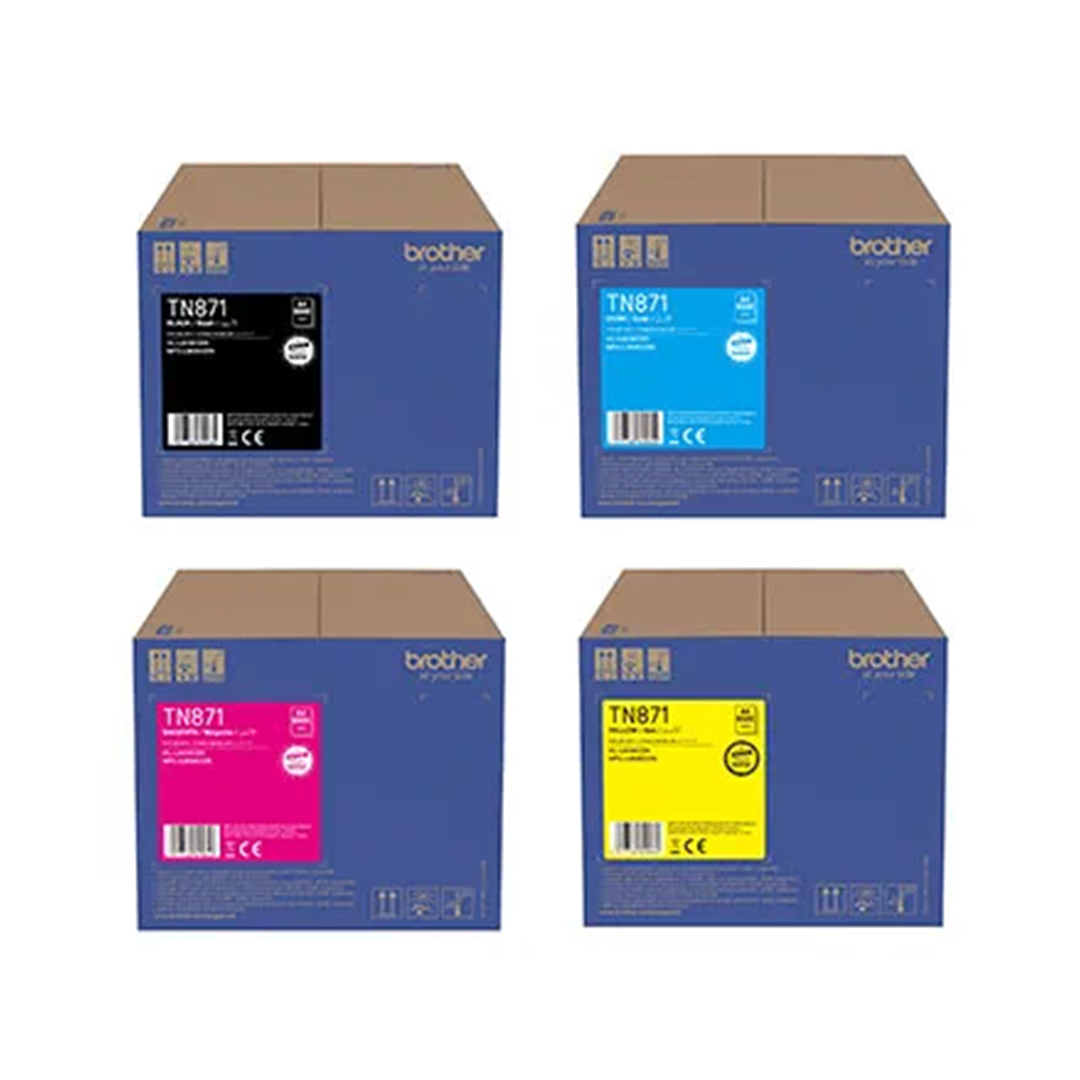 TN-871 Brother TN871BK, TN871C, TN871M, TN871Y Toner Cartridges – Black, Cyan, Magenta, Yellow - Image 1
